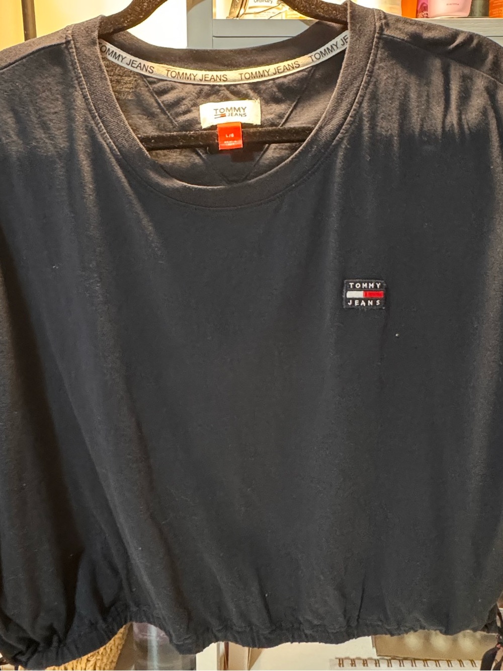 Tommy Hilfiger Navy Cropped Crewneck Tee with Logo Patch